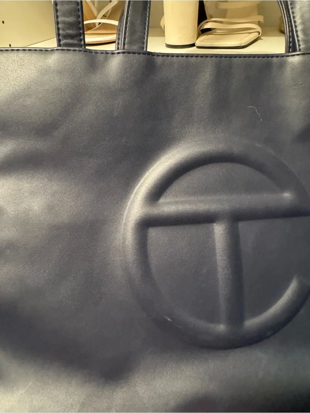 Telfar medium Navy Leather Top-Handle Tote